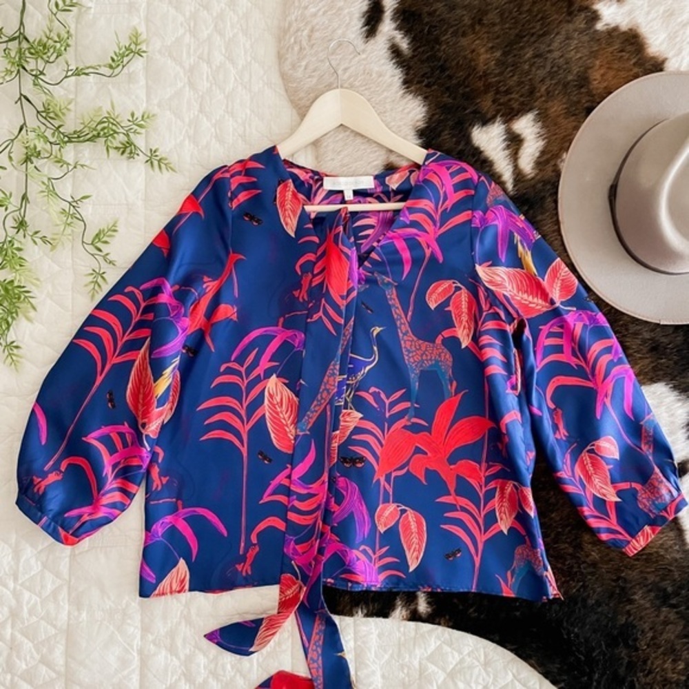 Borgo De Nor Animal Kingdom Print Silk Blouse